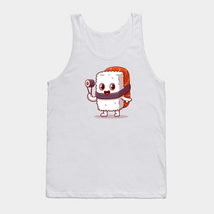 Cute Sushi Salmon Holding Chospsticks Cartoon Tank Top